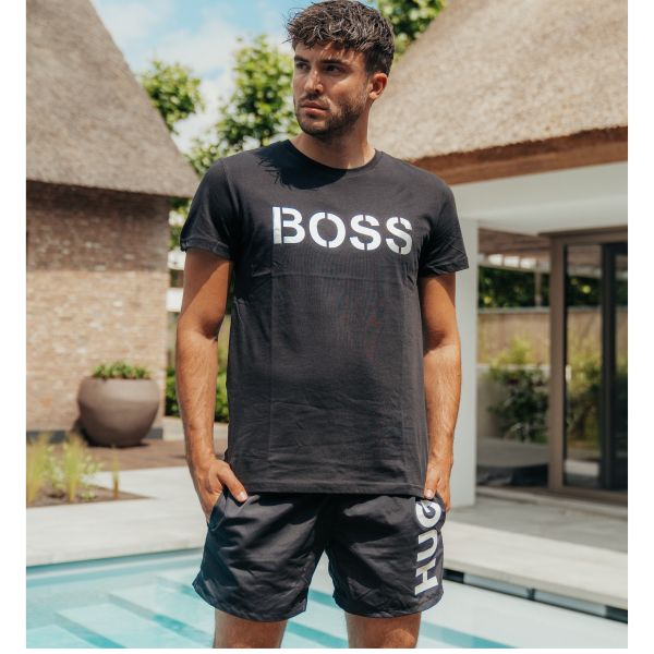Boss printed t-shirt zwart