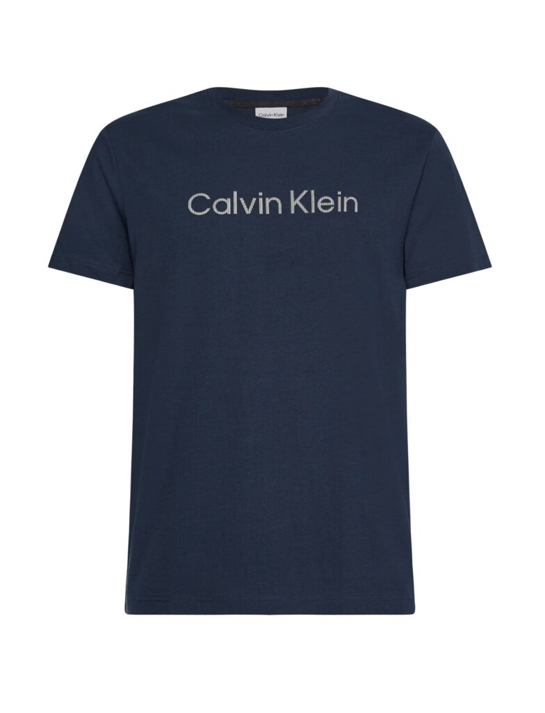 Calvin Klein Raised Striped Logo T-shirt Navy
