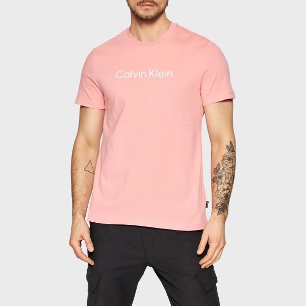 Calvin Klein Raised Striped Logo T-shirt Roze