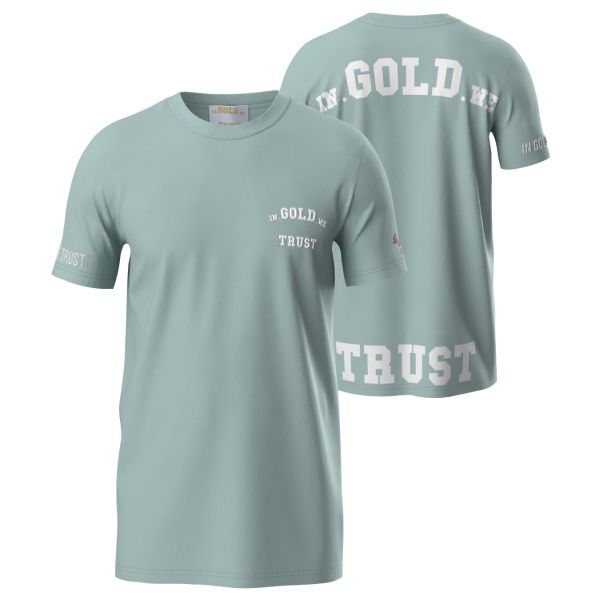 In Gold We Trust The Pusha T-shirt Licht Blauw