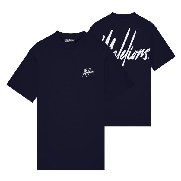 Malelions Oversized Signature T-shirt Navy