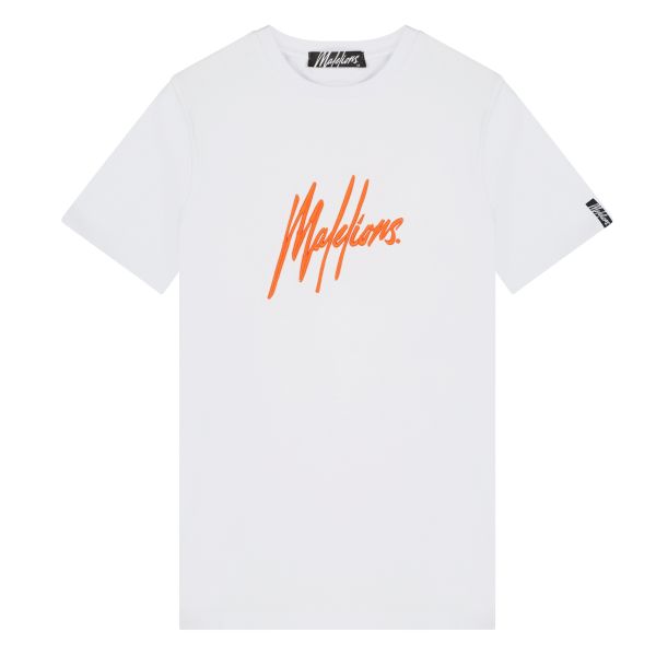 Malelions Signature T-shirt Wit Oranje