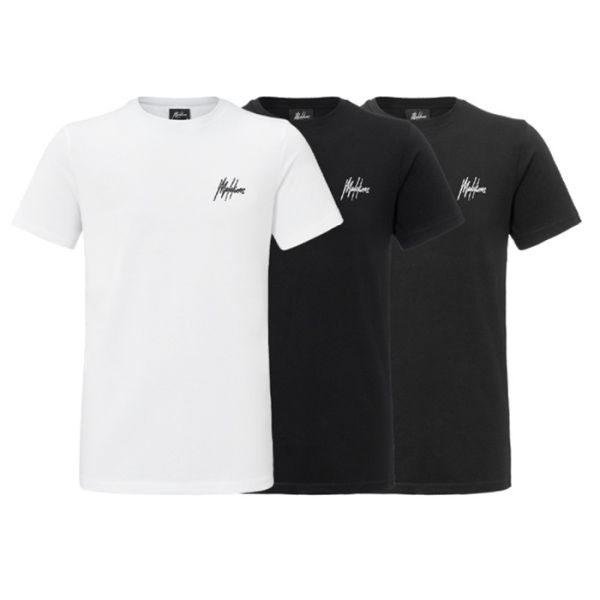 Malelions Small Signature T-Shirt 3-Pack Wit Zwart Antra