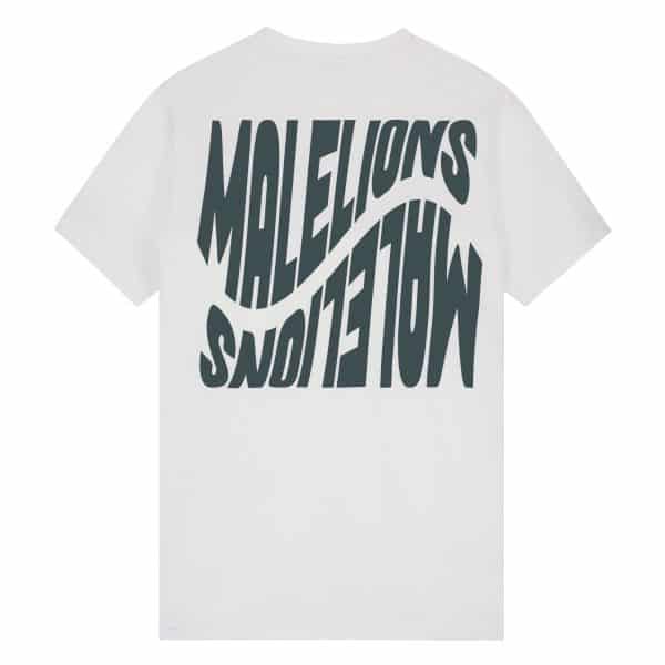 Malelions Wave Graphic T-shirt Wit