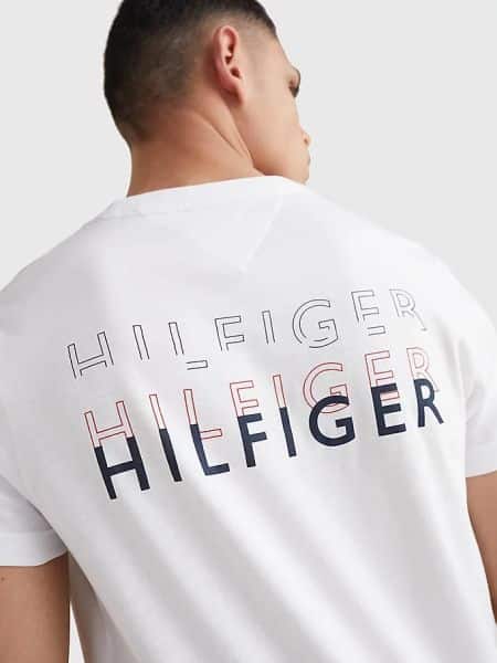 tommy hilfiger stacked back logo t-shirt wit 3
