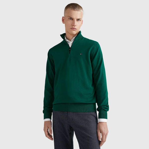 Tommy Hilfiger Zip Mock Sweater Groen