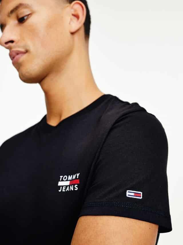 tommy jeans logo chest t-shirt zwart