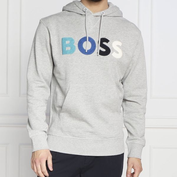 Boss Colour Logo Hoodie Grijs