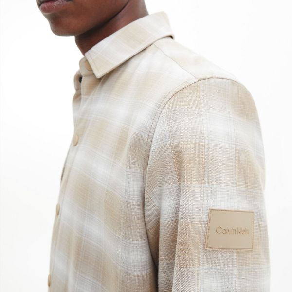 Calvin Klein Fleece Check Overshirt Beige
