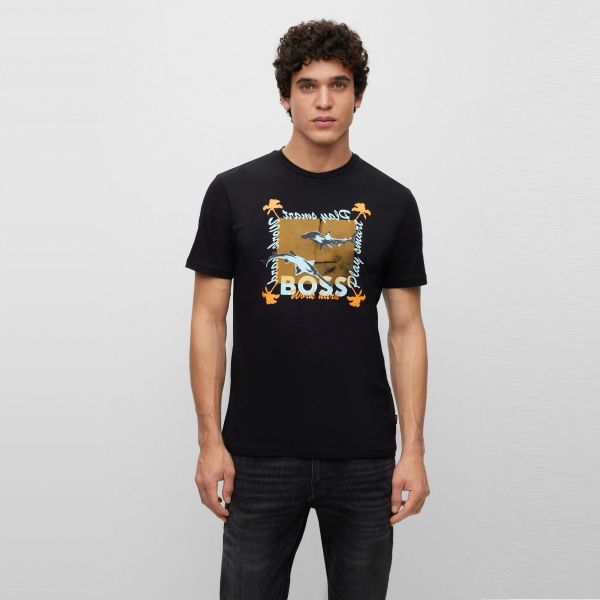 Boss TeeShark T-shirt Zwart