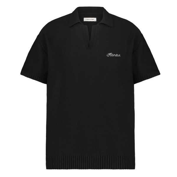 flaneur homme knitted polo zwart