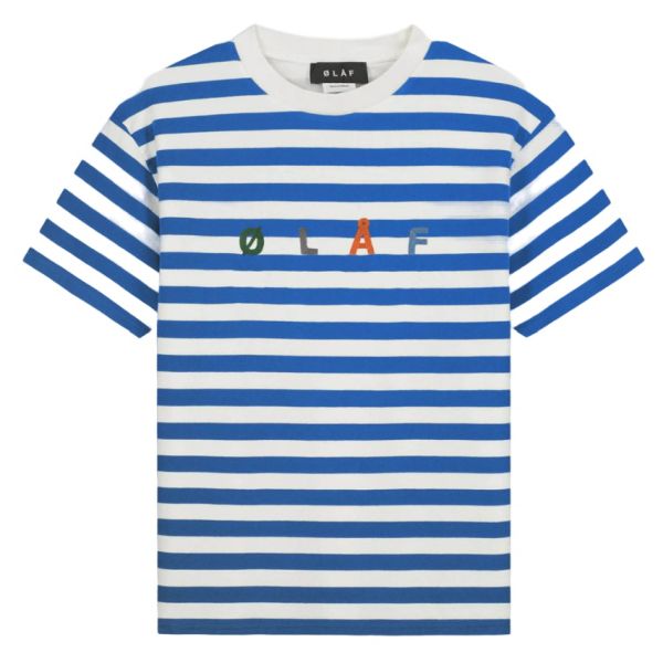 Olaf Stripe Sans T-shirt Wit/Blauw