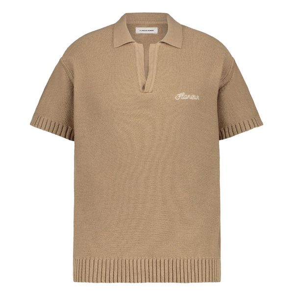 flaneur homme knitted polo bruin