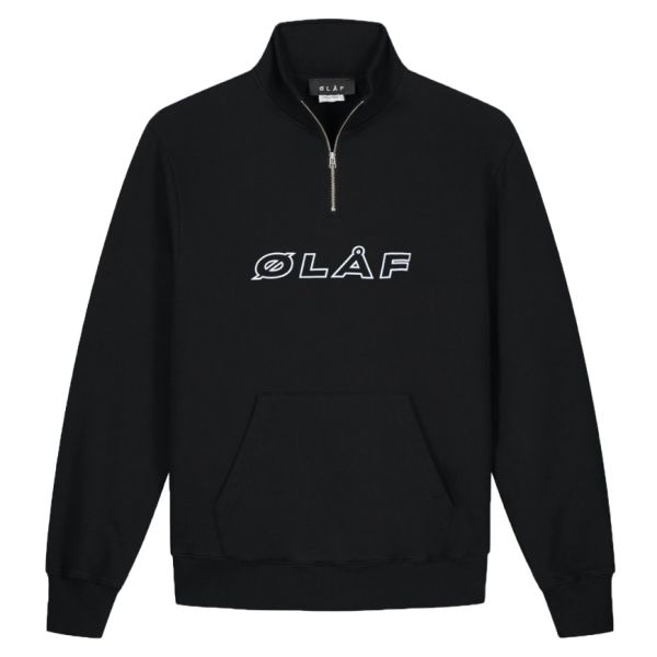 Olaf Italic Zip Mock Sweater Zwart