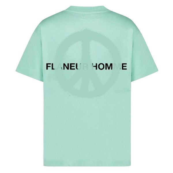 flaneur homme peace t-shirt lichtblauw